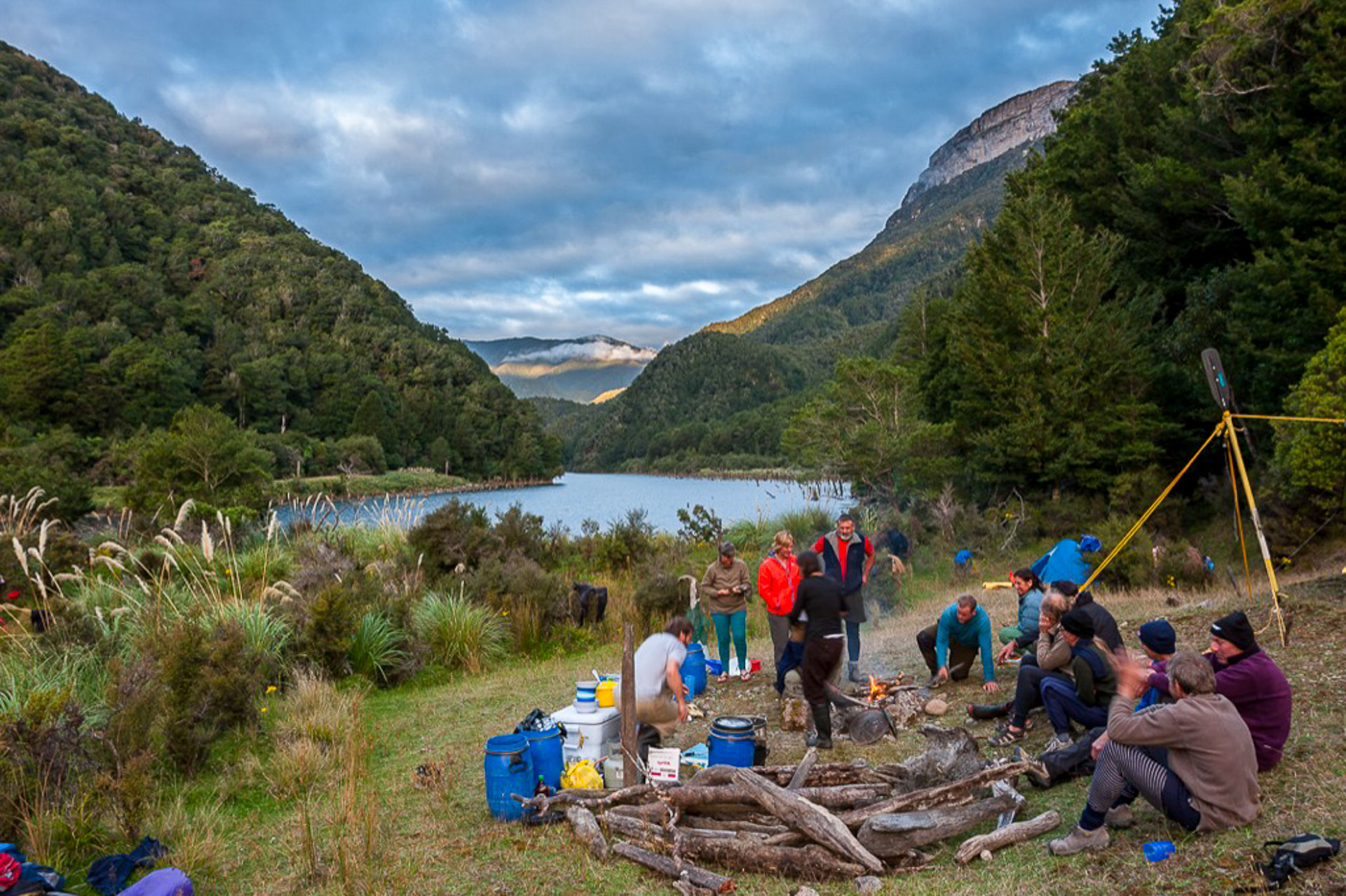 Helicopter flying over pristine Kahurangi National Park